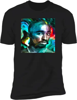 Colorful2 Pac Portrait T Shirt PNG image