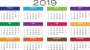 Colorful2019 Calendar Overview