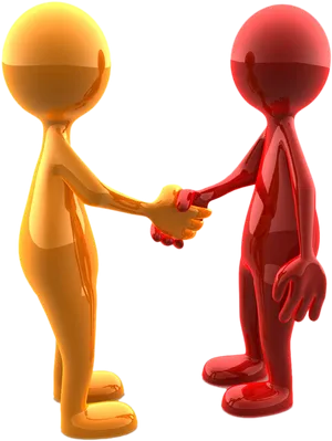 Colorful3 D Characters Handshake PNG image