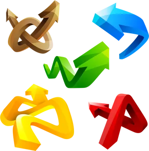 Colorful3 D Curved Arrows PNG image