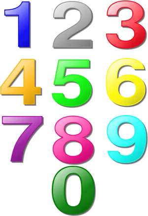 Colorful3 D Numbers1to0 PNG image