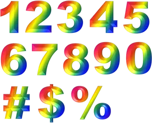 Colorful3 D Numbersand Symbols PNG image