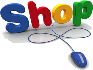 Colorful3 D Shop Textwith Computer Mouse