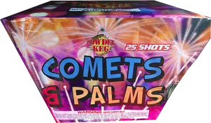Cometsand Palms Fireworks Packaging PNG image