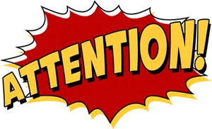 Comic Style Attention Word Art PNG image