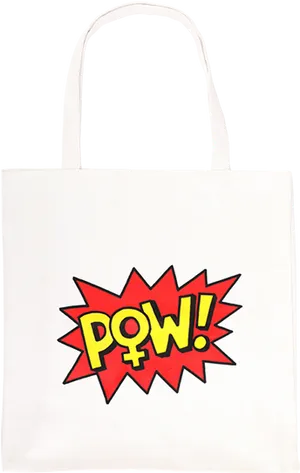 Comic Style P O W Tote Bag PNG