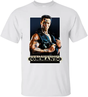 Commando Movie T Shirt Design PNG image