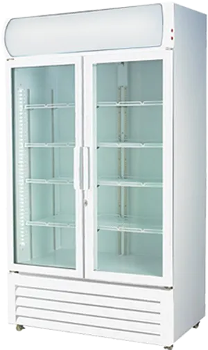 Commercial Display Refrigerator Double Glass Doors PNG image