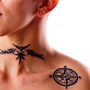 Compass Neck Tattoo Displays PNG 06122024