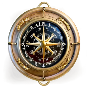 Compass On Wooden Table PNG Tft
