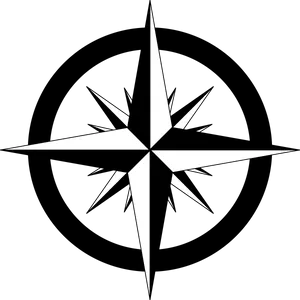 Compass Rose Graphic Blackand White PNG image