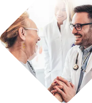 Compassionate Doctor Consulting Elderly Patient PNG