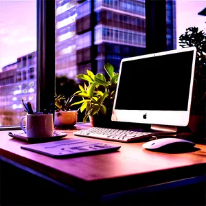 Computer Mockup In Office Setting PNG 14 PNG