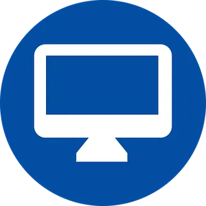 Computer Monitor Icon Blue Background