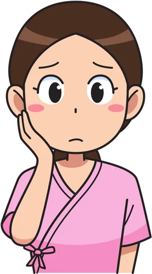 Concerned Anime Character PNG image
