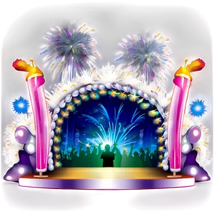 Concert Stage With Fireworks PNG 95