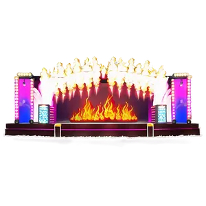 Concert Stage With Pyrotechnics Png Etb PNG image