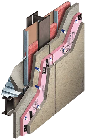 Concrete Wall Insulation System Cutaway PNG image