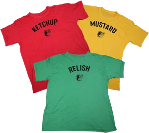 Condiment Themed T Shirts Display PNG image