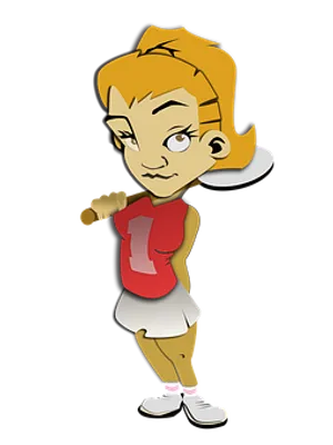 Confident Animated Girl Baseball Player