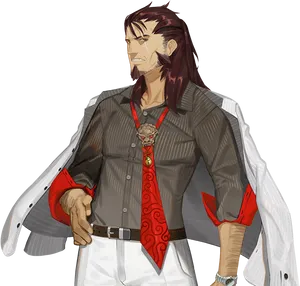 Confident Anime Character PNG