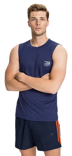 Confident Athletic Man Posing PNG image