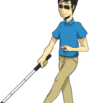 Confident Blind Person Walking PNG