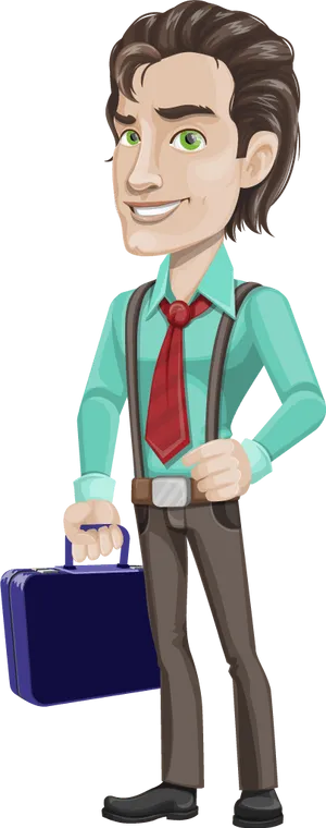 Confident Businessman Cartoon Character PNG image