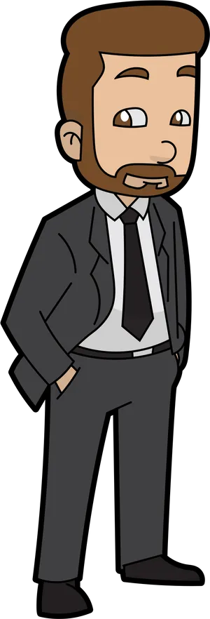 Confident Businessman Cartoon Character.png PNG