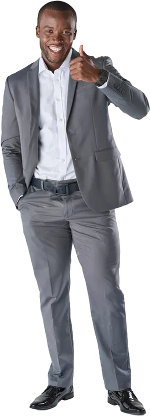 Confident Businessman Giving Thumbs Up PNG image