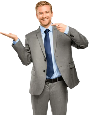 Confident Businessman Presenting PNG