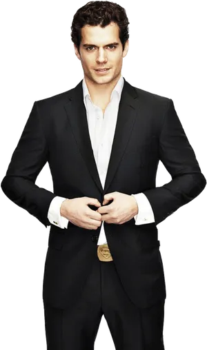 Confident Businessmanin Black Suit PNG image