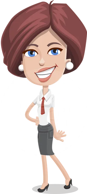 Confident Cartoon Businesswoman PNG image
