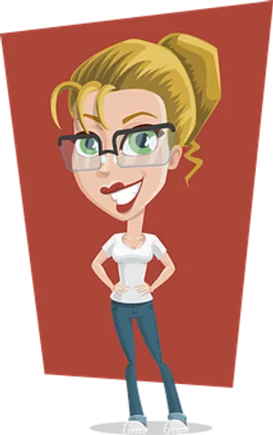 Confident Cartoon Girl Character