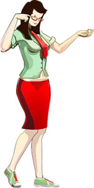 Confident Cartoon Woman Posing