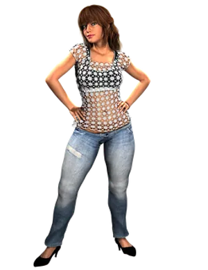 Confident Casual3 D Woman Pose
