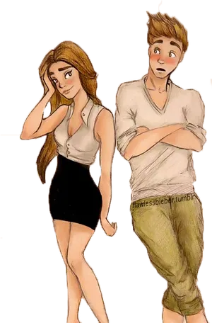 Confident Couple Tumblr Art PNG image