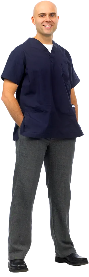 Confident Dentist Standing Pose PNG