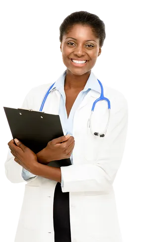 Confident Female Physician With Clipboard PNG