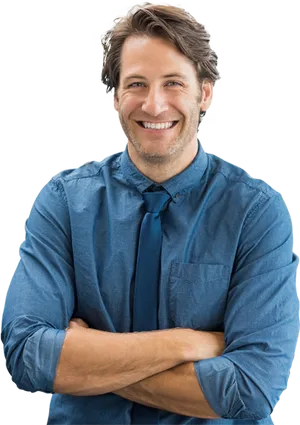 Confident Man Crossed Arms PNG image