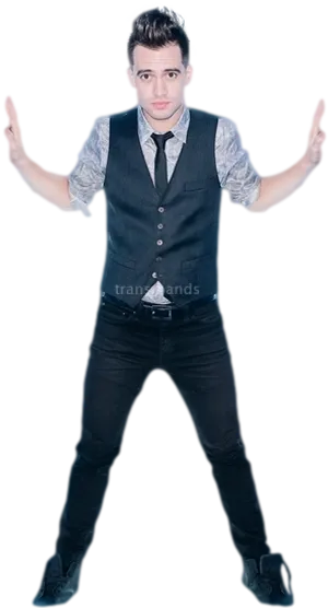 Confident Man Spreading Arms PNG image