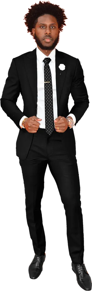 Confident Manin Black Suit PNG image