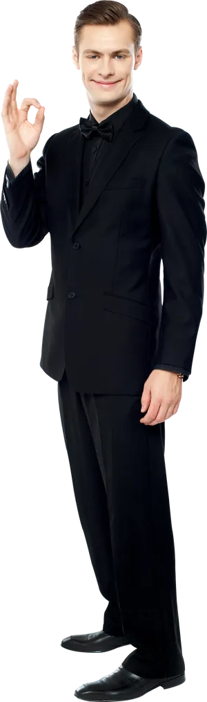 Confident Manin Black Suit PNG image