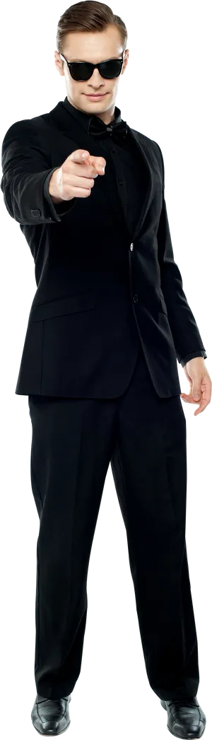 Confident Manin Black Suit PNG image
