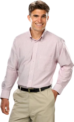 Confident Manin Striped Shirtand Khakis PNG image