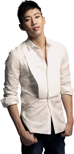 Confident Manin White Shirt PNG image