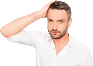 Confident Manin White Shirt PNG image