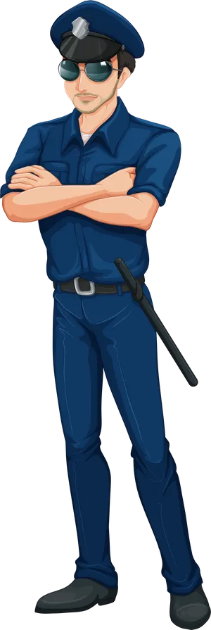 Confident Policeman Illustration PNG