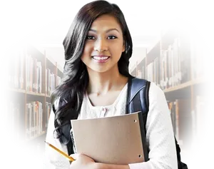 Confident Studentin Library
