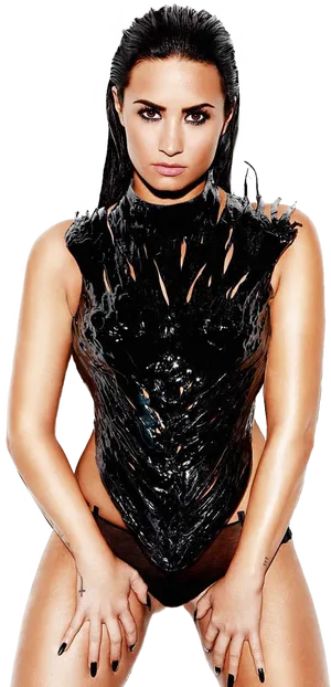 Confident Womanin Black Outfit PNG